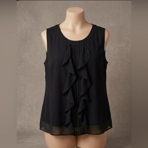 AGB Black Ruffle Front Sleeveless Blouse